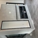 entertainment wall and fireplace